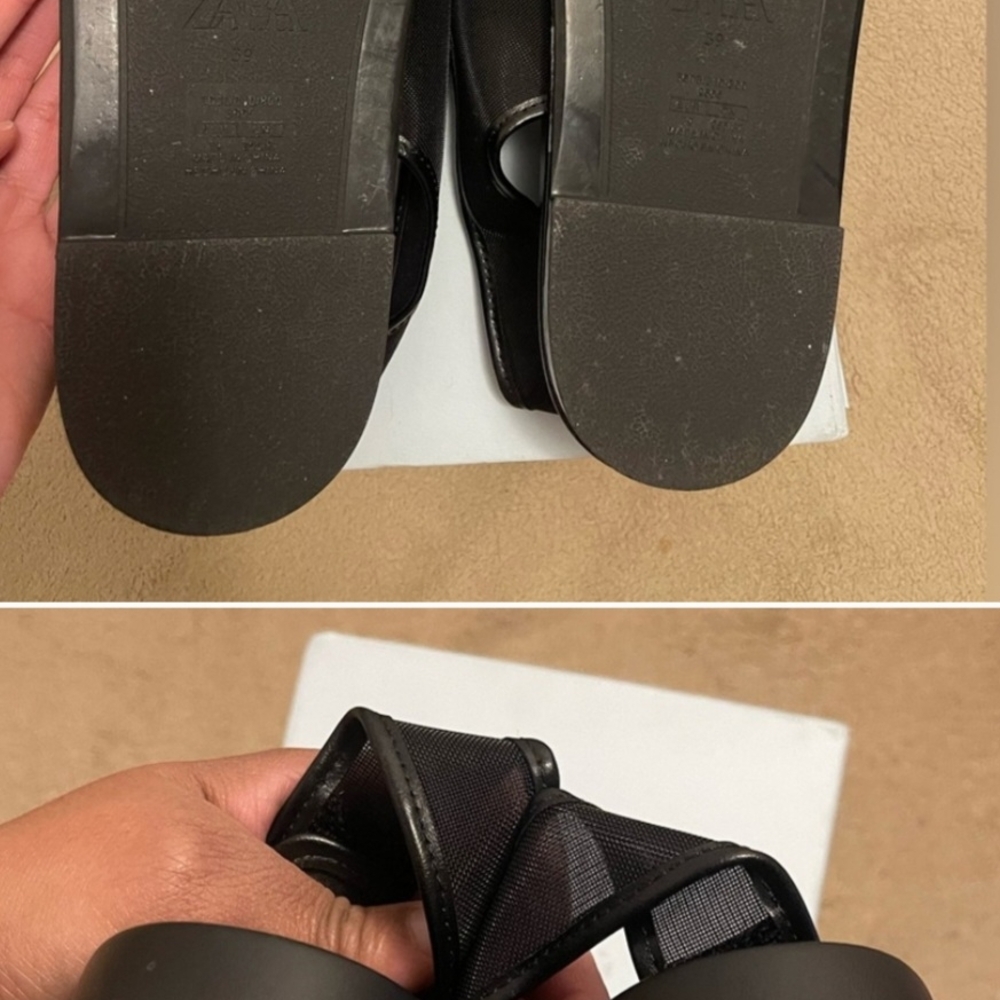 Zara Black Sandals with Wide Straps and Decorative Buckles - Picture 3 of 4